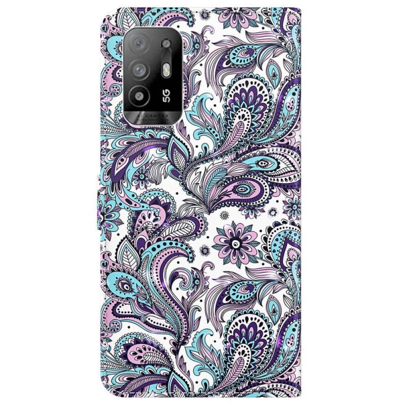 Flip Cover Oppo A94 5G Blomstermønstre Med Rem
