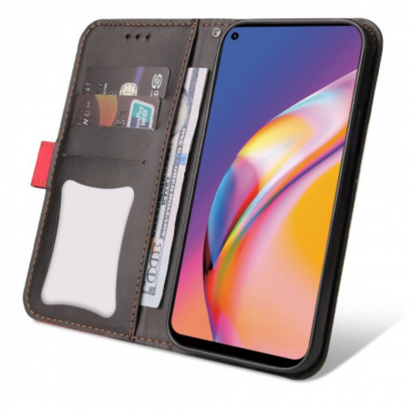 Flip Cover Oppo A94 5G Farvet Tofarvet Kunstlæder