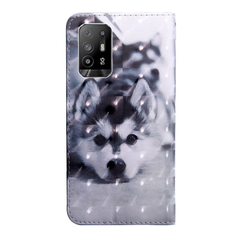 Flip Cover Oppo A94 5G Husky Hund Med Snor