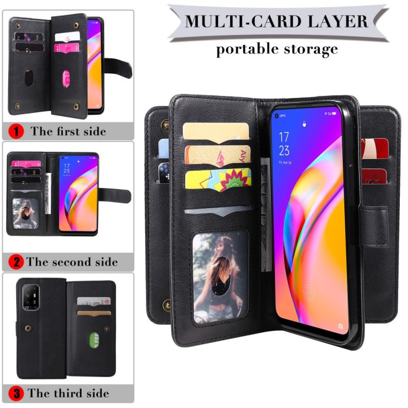 Flip Cover Oppo A94 5G Kortholder I Imiteret Læder