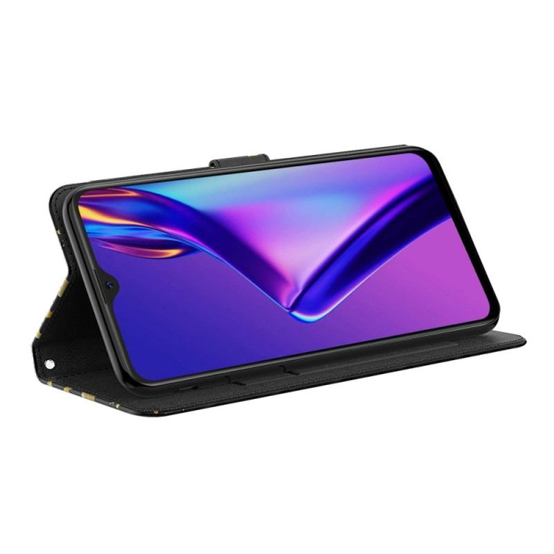 Flip Cover Oppo A94 5G Sommerfugl Med Snor