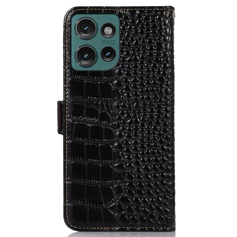 Flip Cover Til Motorola Edge 50 Neo Crocodile Texture Læder
