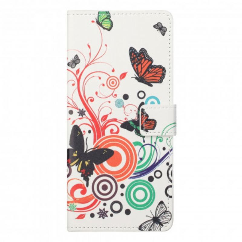 Flip Cover Motorola Edge 20 Pro Sommerfugle Og Blomster
