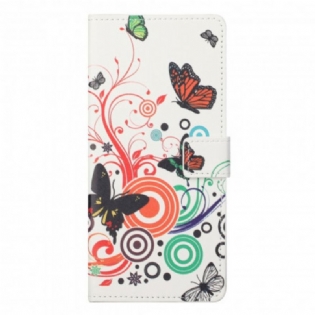 Flip Cover Motorola Edge 20 Pro Sommerfugle Og Blomster