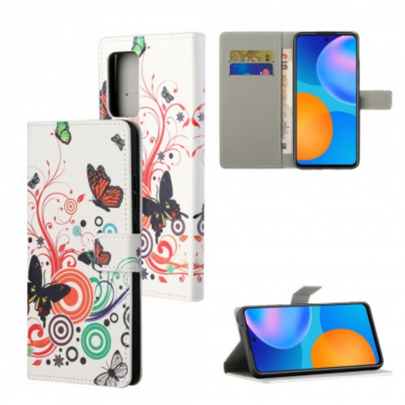 Flip Cover Motorola Edge 20 Pro Sommerfugle Og Blomster