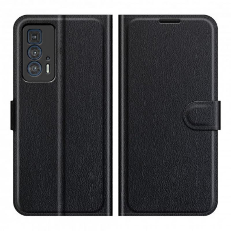Læder Cover Motorola Edge 20 Pro Klassisk Litchi Imiteret Læder