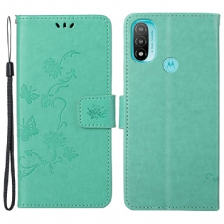 Flip Cover Moto G71 5G Asiatiske Sommerfugle Og Blomster