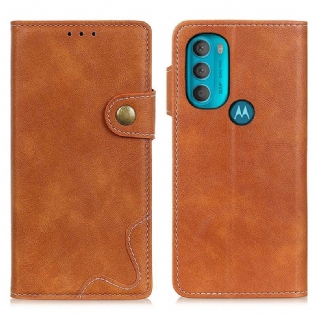 Flip Cover Moto G71 5G Kunstnerisk Syningsknap