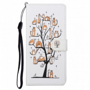 Flip Cover Moto G71 5G Med Snor Funky Cats Med Rem