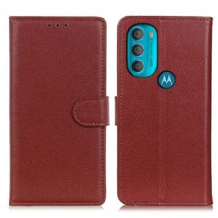 Flip Cover Moto G71 5G Traditionelt Litchi