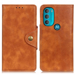 Læder Cover Moto G71 5G Vintage Imiteret Læder Og Knap