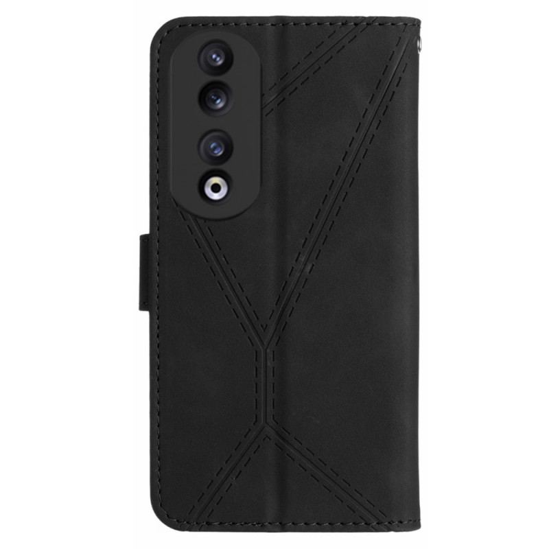 Læder Cover Honor 90 Med Snor Linjer Og Stiplede Stropper