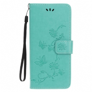 Flip Cover Huawei P Smart S Med Snor Sommerfugle Og Blomsterrem