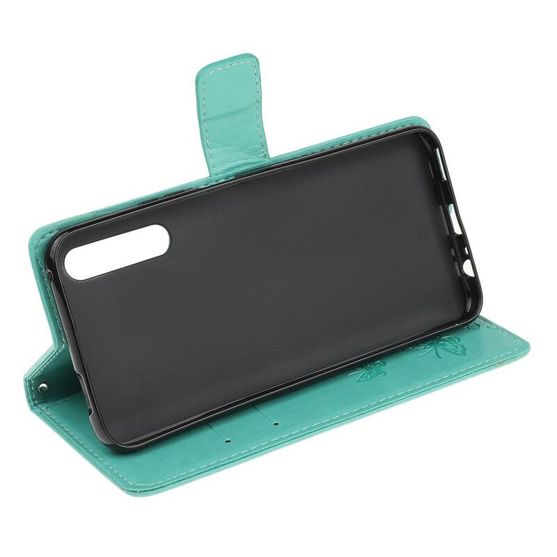 Flip Cover Huawei P Smart S Med Snor Sommerfugle Og Blomsterrem