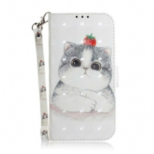 Flip Cover Huawei P Smart S Med Snor Tomat På Katten Med En Rem