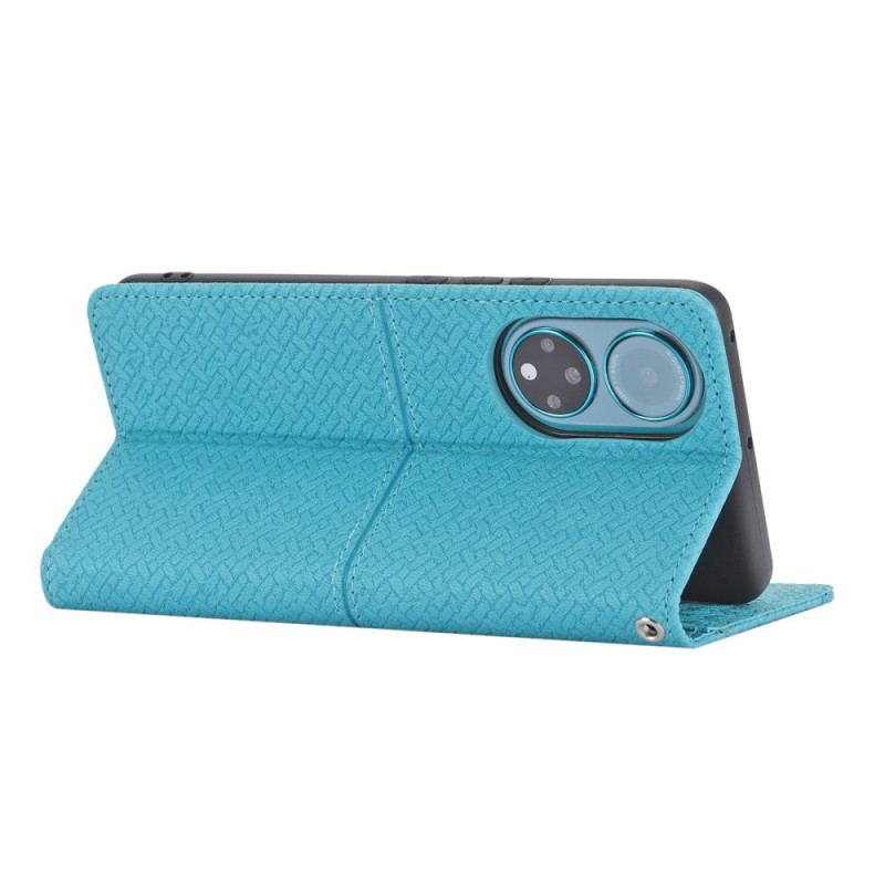 Flip Cover Huawei Nova 9 Pro Med Snor Strappy Vævet Læder Stil