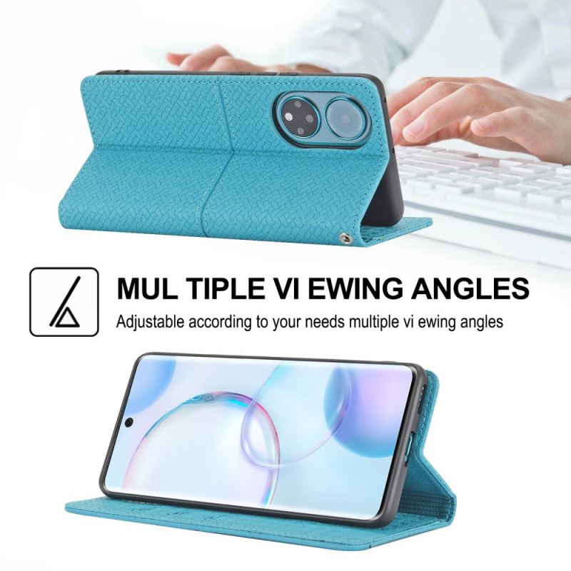 Flip Cover Huawei Nova 9 Pro Med Snor Strappy Vævet Læder Stil