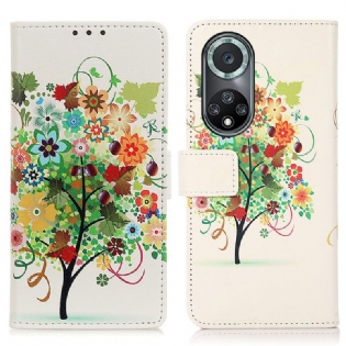 Læder Cover Huawei Nova 9 Pro Blomstrende Træ