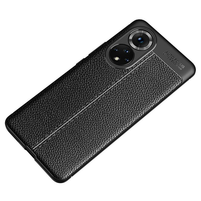 Mobilcover Huawei Nova 9 Pro Dobbelt Linje Litchi Læder Effekt
