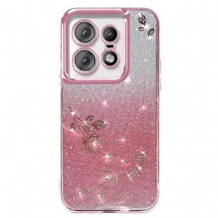 Cover Til Motorola Edge 50 Pro Rhinsten Og Blomster Kadem