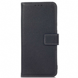 Flip Cover iPhone 13 Mini Litchi-sømme I Lædereffekt