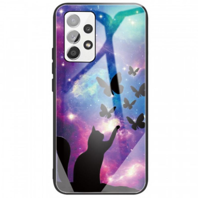 Cover Samsung Galaxy A33 5G Hærdet Glas Kat Og Sommerfugle