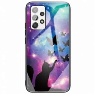 Cover Samsung Galaxy A33 5G Hærdet Glas Kat Og Sommerfugle