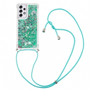 Cover Samsung Galaxy A33 5G Med Snor Design Af Pailletter Med Snoretræk