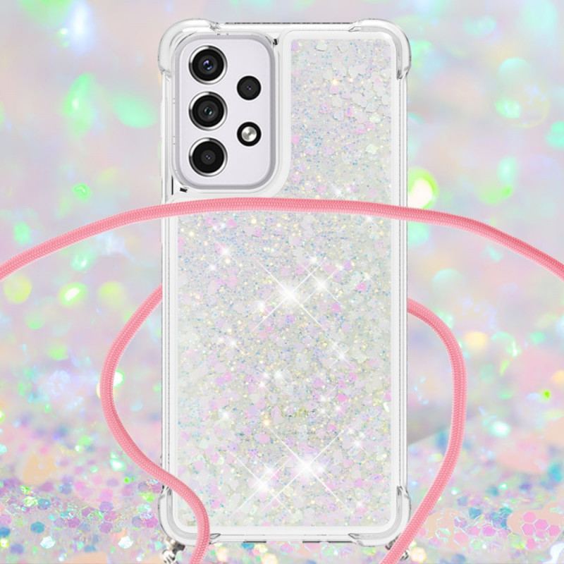 Cover Samsung Galaxy A33 5G Med Snor Design Af Pailletter Med Snoretræk