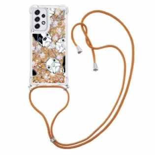 Cover Samsung Galaxy A33 5G Med Snor Hunde Med Pailletter Med Snoretræk