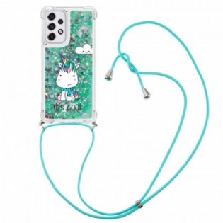 Cover Samsung Galaxy A33 5G Med Snor Unicorn Glitter Snøre