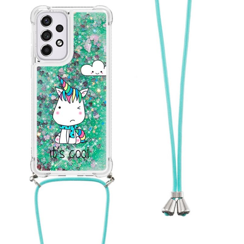 Cover Samsung Galaxy A33 5G Med Snor Unicorn Glitter Snøre