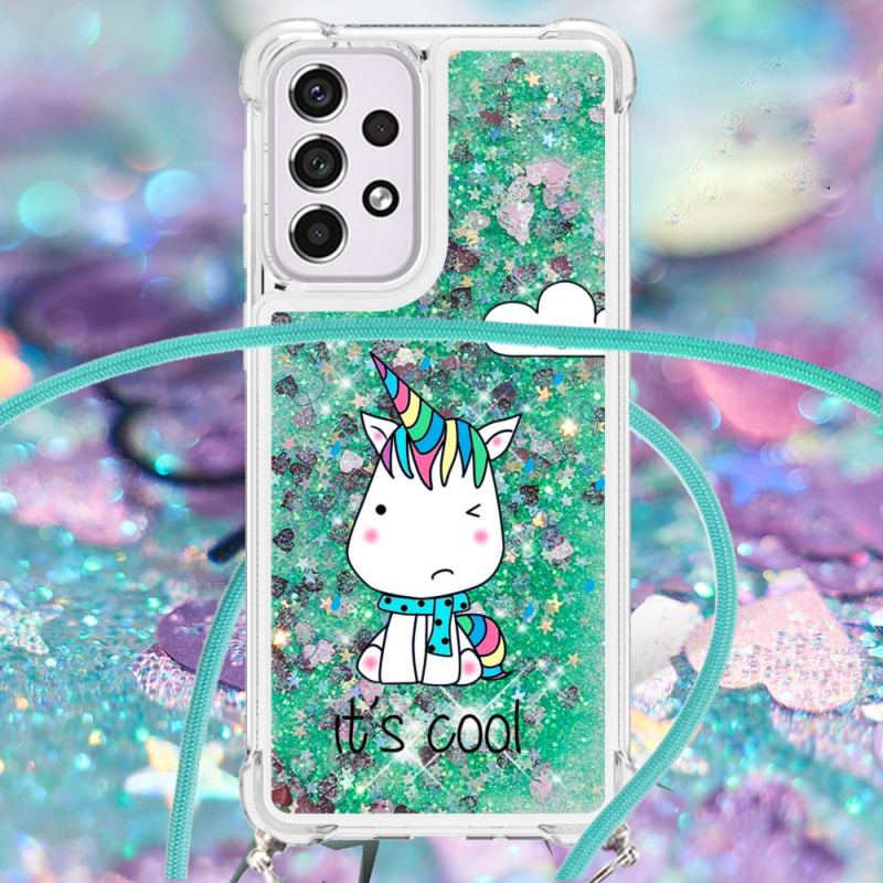 Cover Samsung Galaxy A33 5G Med Snor Unicorn Glitter Snøre