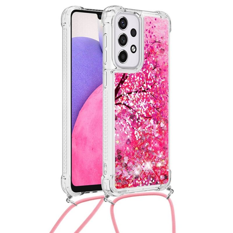 Cover Samsung Galaxy A33 5G Pailletter Træ Med Snøre