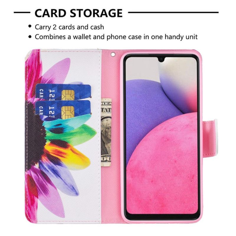 Flip Cover Samsung Galaxy A33 5G Akvarel Blomst