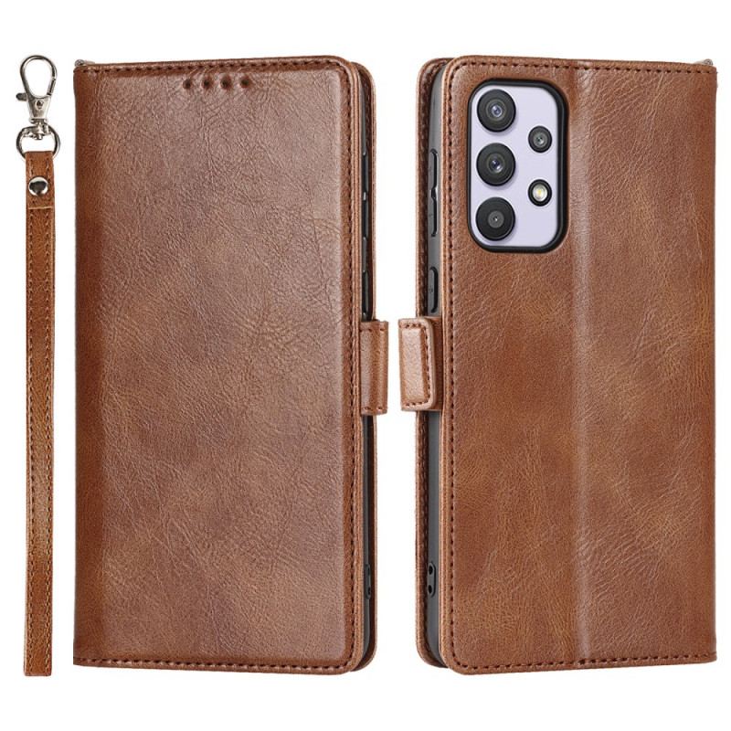 Flip Cover Samsung Galaxy A33 5G Imiteret Læder Rfid Og Snor