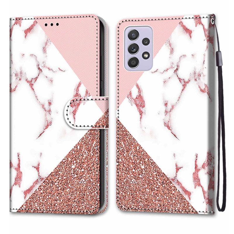 Flip Cover Samsung Galaxy A33 5G Marmor Og Glitter Trekant