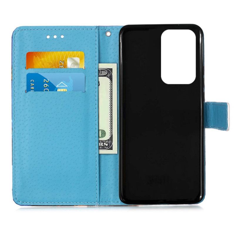 Flip Cover Samsung Galaxy A33 5G Med Snor Eiffeltårnets Sommerfuglestrop