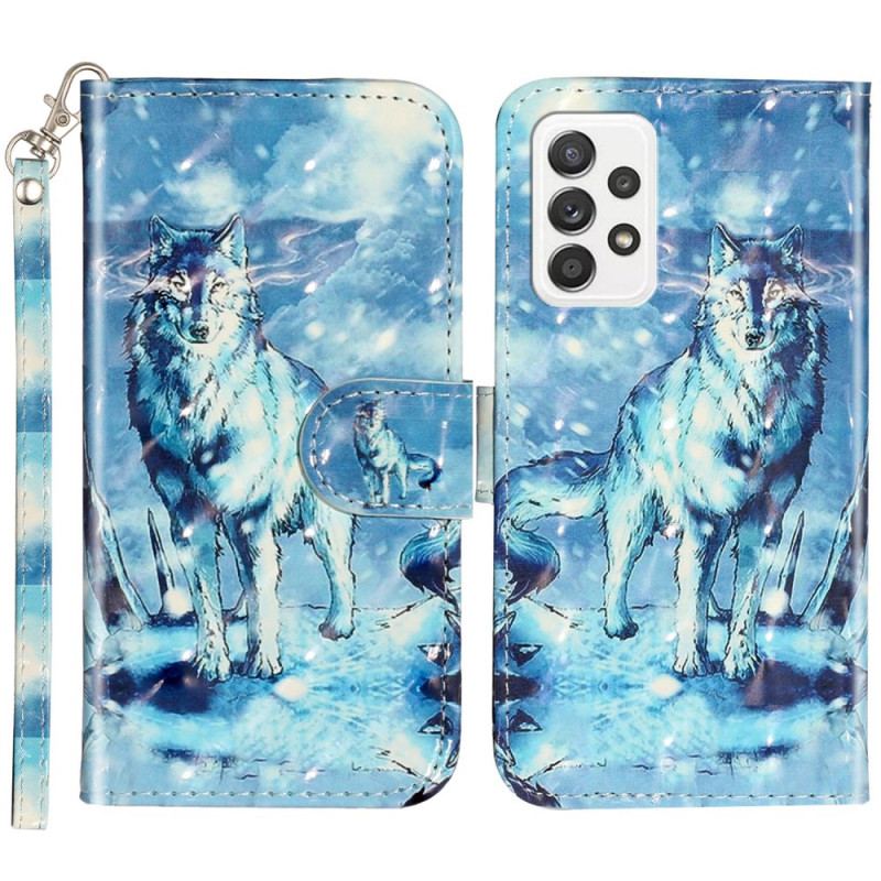 Flip Cover Samsung Galaxy A33 5G Med Snor Lanyard Wolf