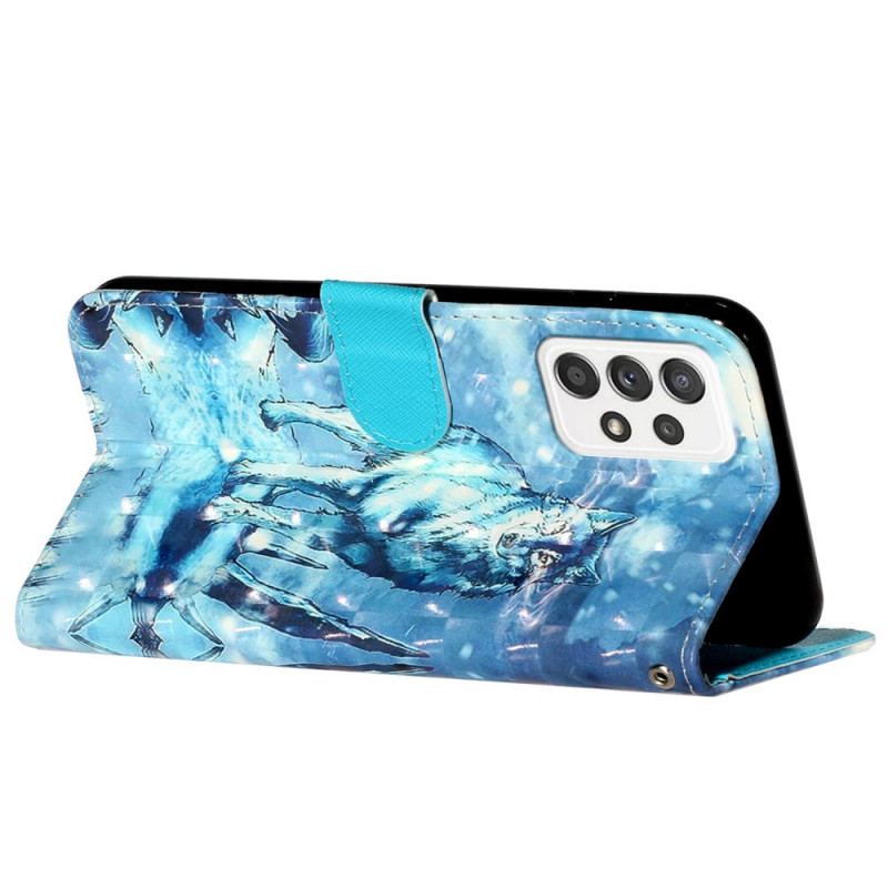 Flip Cover Samsung Galaxy A33 5G Med Snor Lanyard Wolf