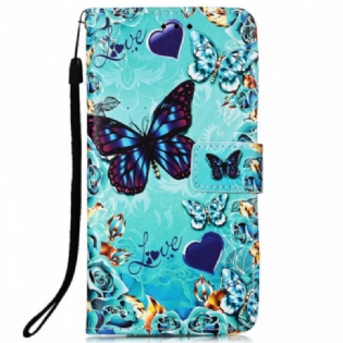 Flip Cover Samsung Galaxy A33 5G Med Snor Thong Sommerfugle