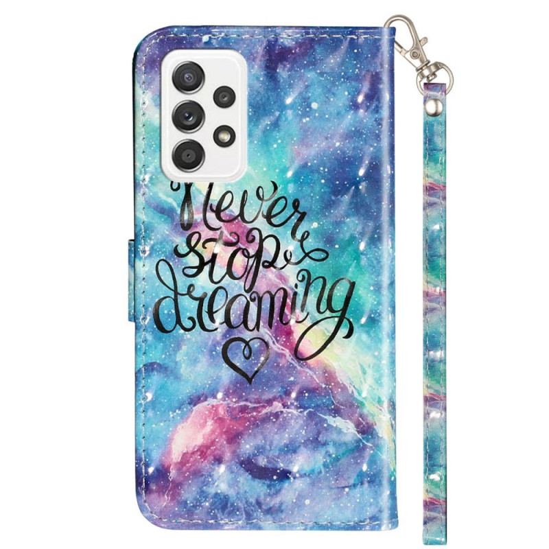 Flip Cover Samsung Galaxy A33 5G Stop Aldrig Med Lanyard