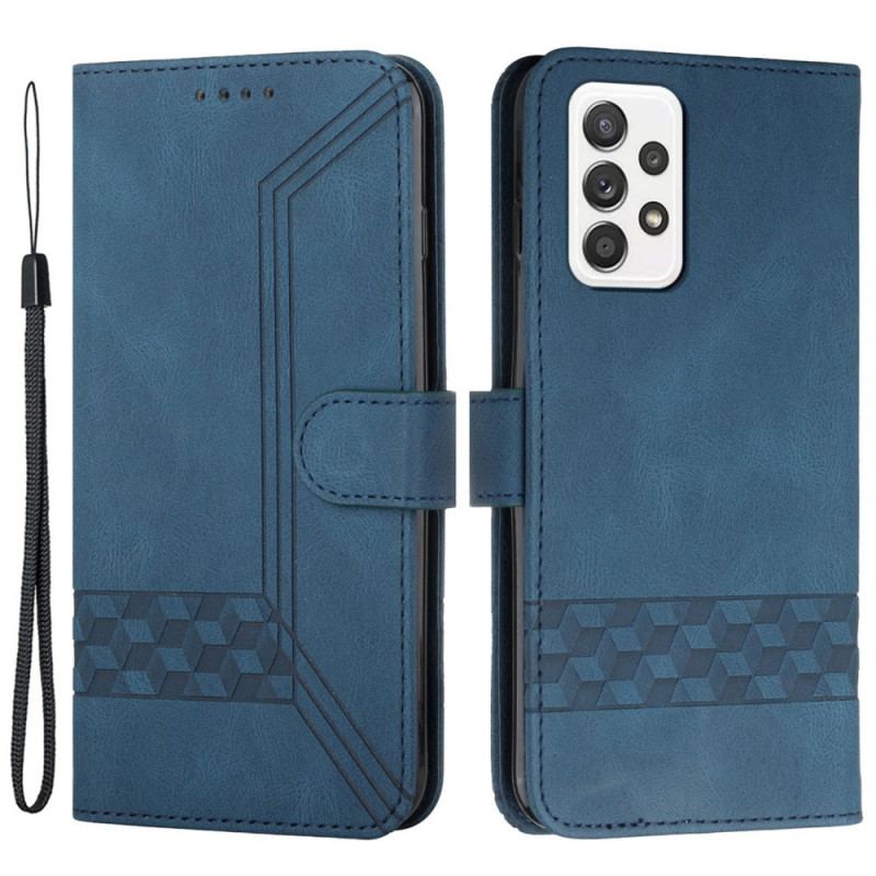 Læder Cover Samsung Galaxy A33 5G Med Snor Strappy Mønster