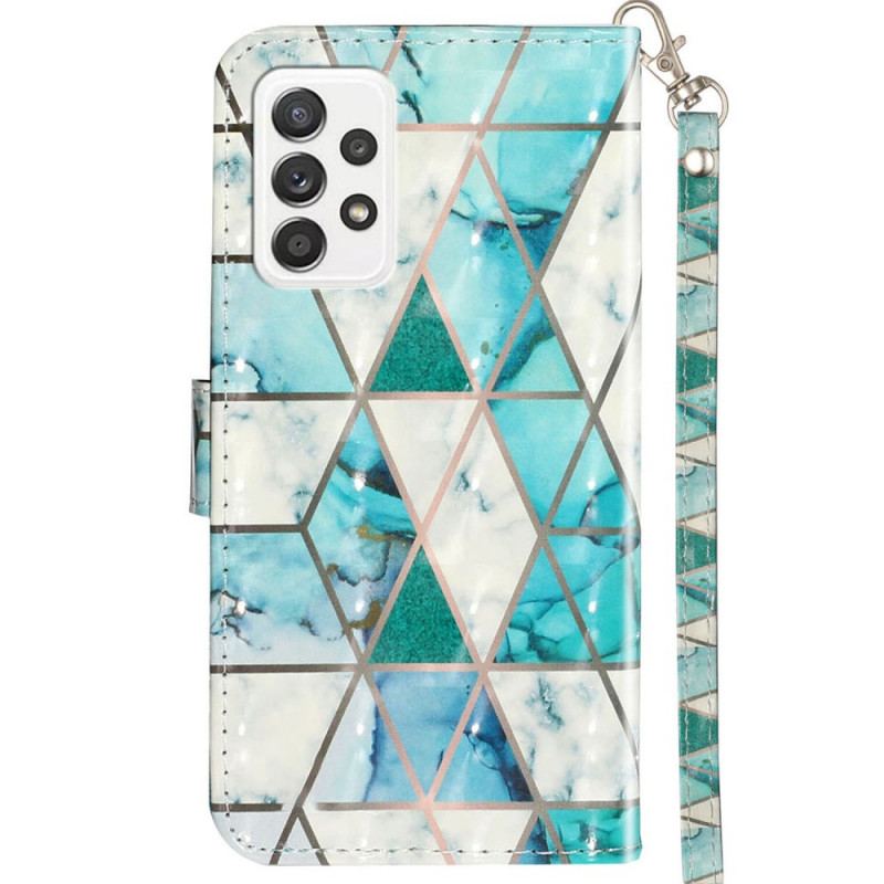 Læder Cover Samsung Galaxy A33 5G Med Snor Strip Marmor