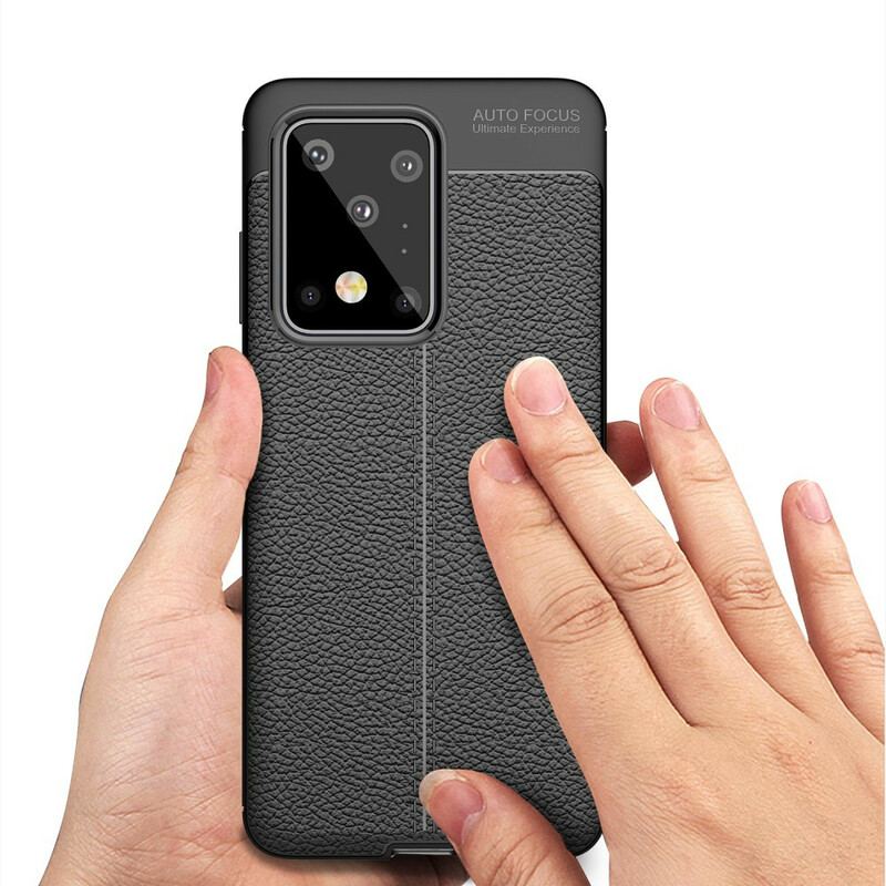 Cover Samsung Galaxy S20 Ultra Dobbelt Linje Litchi Læder Effekt