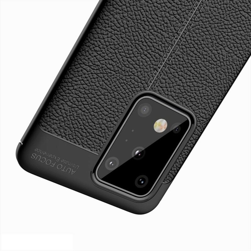 Cover Samsung Galaxy S20 Ultra Dobbelt Linje Litchi Læder Effekt