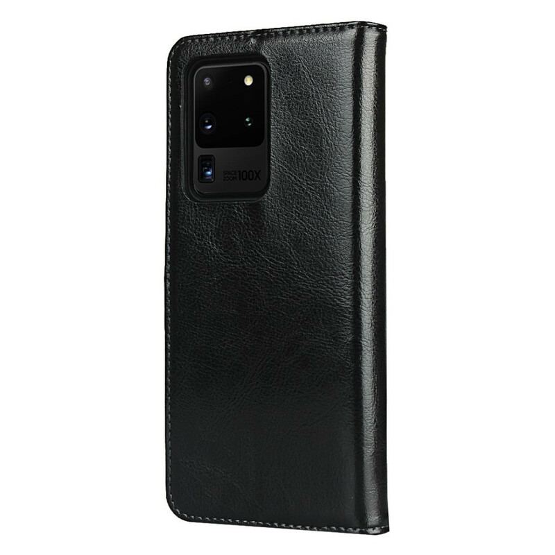 Cover Samsung Galaxy S20 Ultra Flip Cover Ægte Læder