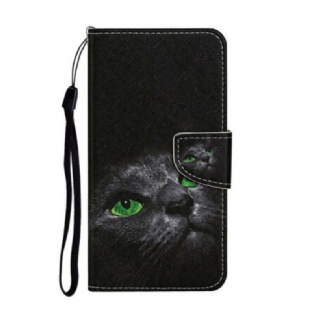 Flip Cover Samsung Galaxy S20 Ultra Grønøjet Kat Med Snor
