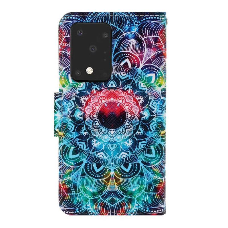 Flip Cover Samsung Galaxy S20 Ultra Med Snor Prangende Strappy Mandala