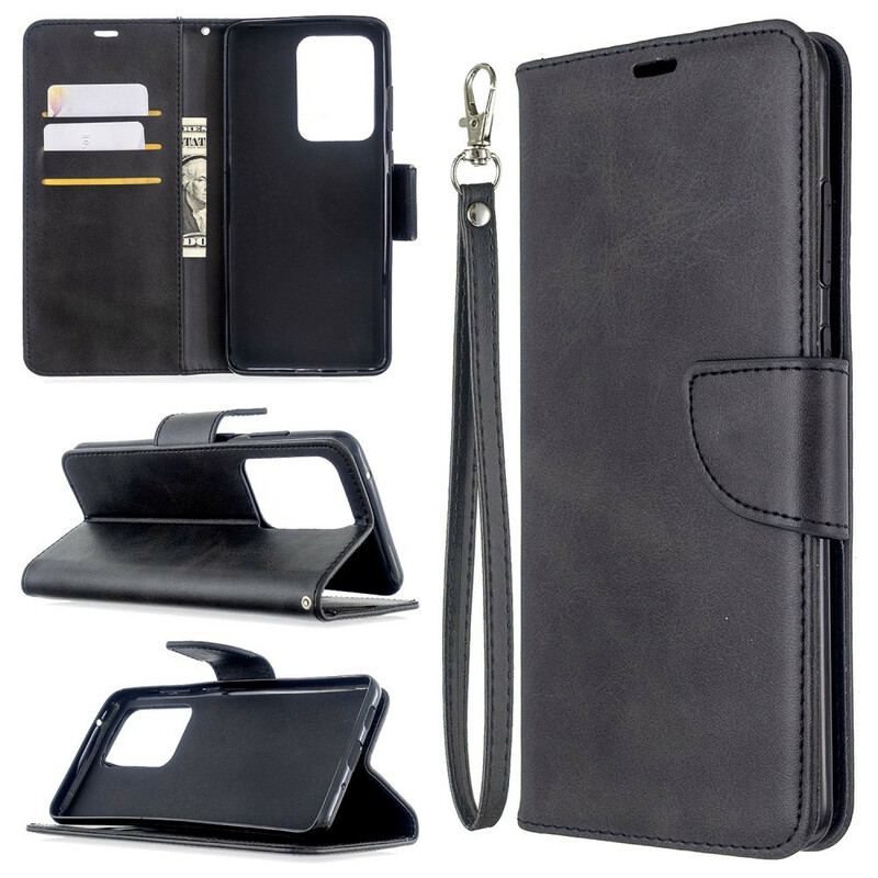 Læder Cover Samsung Galaxy S20 Ultra Flip Cover Glat Flap Skrå
